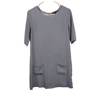 Harlowe & Graham Navy and White S/S Dress w/ Pockets Sz S See Measurements EUC